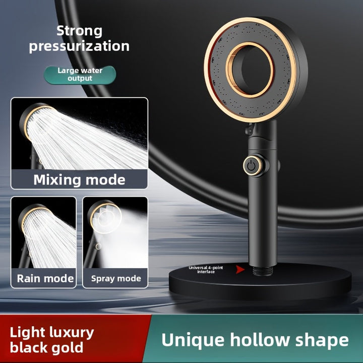 1pc, Cabezal de Ducha de Alta Presión con Tres Modos - Ahorro de Agua, Rociador Manual Ajustable, 5 Modos para una Experiencia Mejorada, Montaje en Pared, Diseño Redondo, Accesorio Moderno para Baño | Duradero y Resistente
