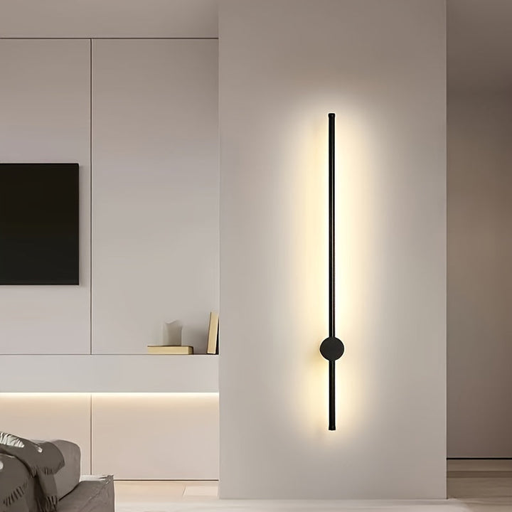 1pc Aplique de montaje semi empotrado LED moderno, luz de pared lineal larga para comedor, sala de estar, dormitorio, pasillo - Pantalla de metal, cableado 85V-265V, incluye fuente de luz, no requiere batería