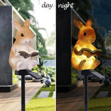 1pc Lámpara de Jardín con Estaca Solar LED en Forma de Conejo para Lectura, Iluminación de Resina para Parque y Patio, Decoración Ambiental del Paisaje Alimentada por Energía Solar