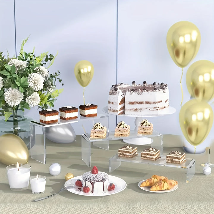 5 piezas Elegante Stand de Postre de Acetato para Bodas - Multiusos para Cupcakes, Sushi y Pastelería para Eventos Comerciales, Tardes de Té y más - Plato de Servicio de Plástico Duradero y Estilizado para Alimentos.