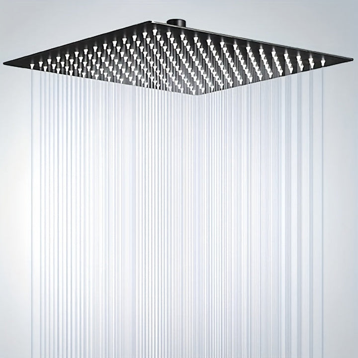 Rociador de Ducha Cuadrado de Acero Inoxidable con Filtro para Agua Dura - Montaje en Techo Mate, Tamaños 20.32/25.4/30.48 cm, Sin Necesidad de Electricidad para Baño de RV y Actualización Moderna