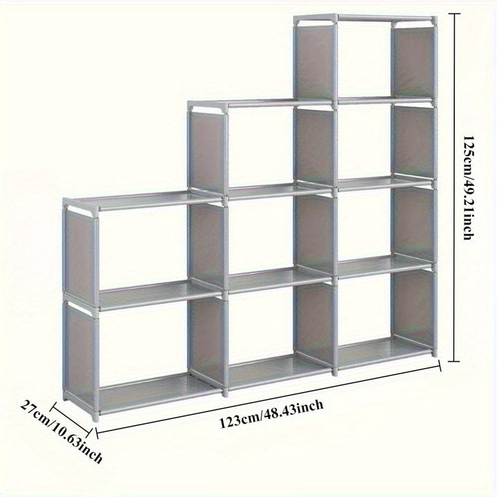 1pc Estante Metálica Versátil de 9 Niveles - Estantería Multifuncional para Libros, Ropa y Almacenamiento en Casa - Tubo de 8mm, Tubería Dorada, Ideal para Sala, Dormitorio o Oficina