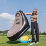 1 pieza de sofá inflable de terciopelo para exteriores - un sofá cama plegable con reposabrazos, silla de solera portátil, adecuado para dormitorio y ocio en casa, sofá inflable.