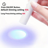 Lámpara de uñas compacta para uso portátil, con 3 cuentas, recargable por USB, adecuada para manicuras en casa - Material plástico, sin formaldehído, secador de uñas.