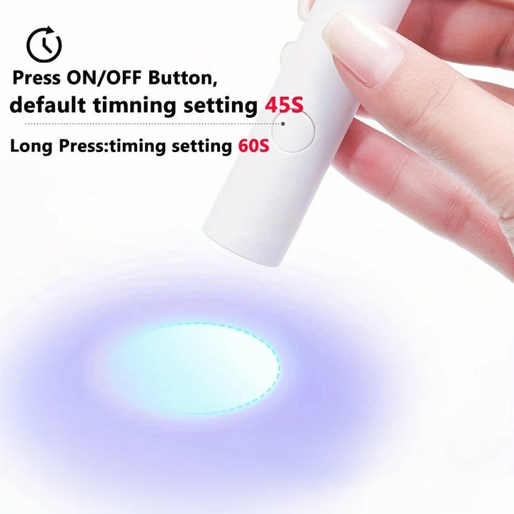 Lámpara de uñas compacta para uso portátil, con 3 cuentas, recargable por USB, adecuada para manicuras en casa - Material plástico, sin formaldehído, secador de uñas.