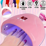 Secador de esmalte de uñas LED HOTU - Soporte de gel acrílico con 12V alimentado por USB, sensor infrarrojo, herramienta de manicura rosa para arte de uñas, calidad de salón, no requiere batería, accesorios para arte de uñas | Arte de uñas moderno | Seca