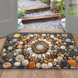 1 alfombra de bienvenida con diseño de conchas y guijarros, alfombra de pelo de cristal lavable para entrada, adecuada para sala de estar, dormitorio, lavandería, oficina, alfombra multifuncional, decoración del hogar, decoración de granja