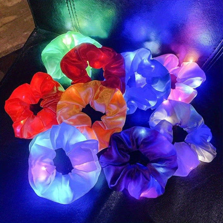 12 piezas de anillos de pelo de intestino grueso luminosos LED, adecuados para niñas y mujeres. Accesorios de luz nocturna de modo multicolor, adecuados para fiestas de carnaval.