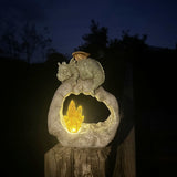 XXOASIS Estatua de Dinosaurio con Energía Solar y Detalles de Cristal - Decoración para Jardín y Césped Exterior, Luz de Paisaje Recargable, Lámpara Solar de Cristal, Dinosaurio, Patio de Jardín, Decoración de Césped