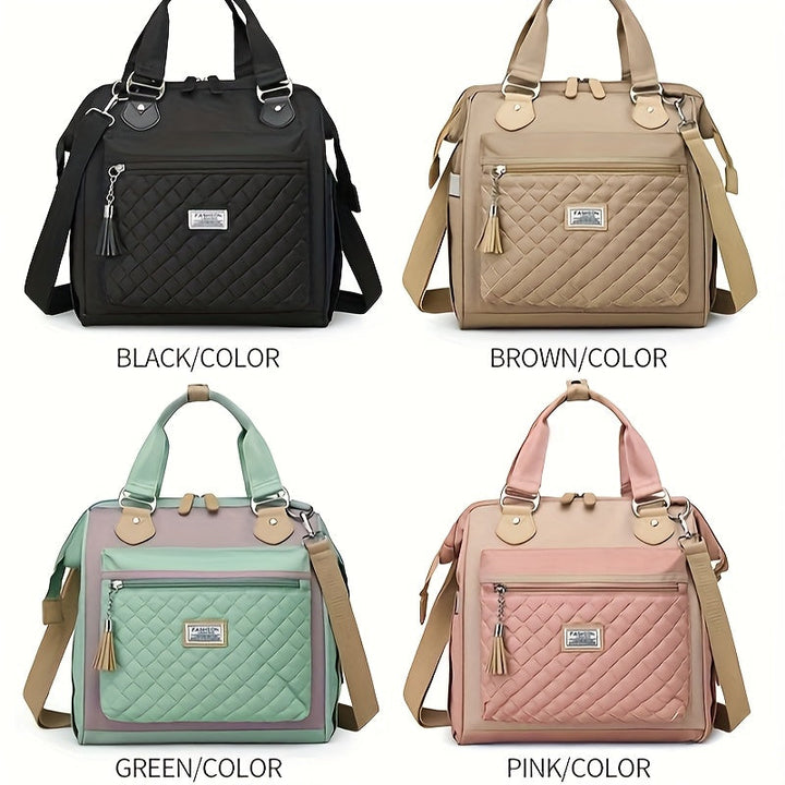 Estuche de almuerzo aislado elegante y casual con detalles acolchados en tela Oxford, ideal para el trabajo y camping, no apto para alimentos, regreso a clases