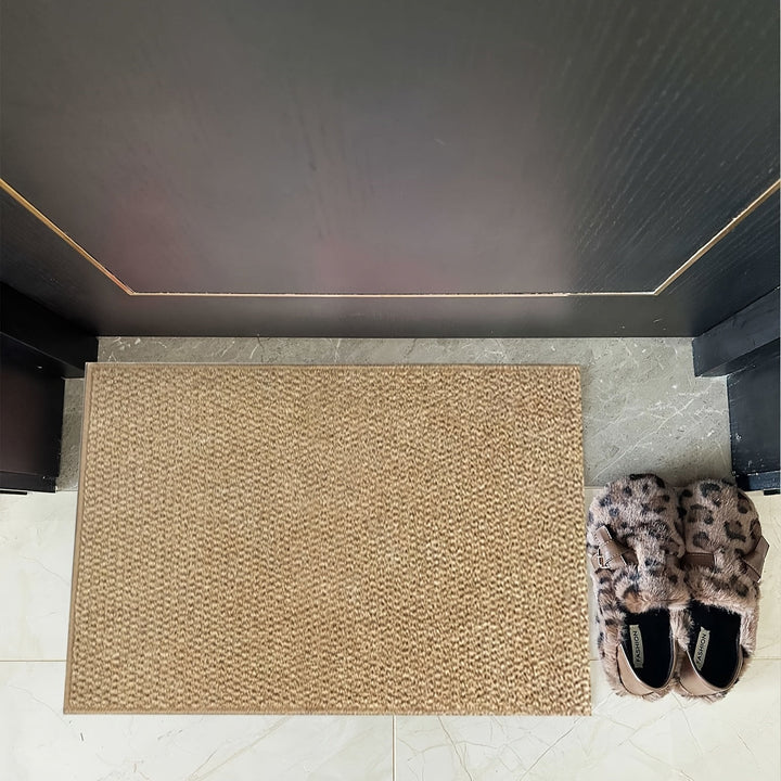 1pc Alfombra Extra Larga para Pasillo - Textura de Jute 100% Poliéster, Duradera y Lavable a Máquina, Gran Alfombra Rectangular para Sala, Cocina, Dormitorio o Entrada - Marrón, Apariencia de Fibra Natural, Tela Resistente al Desgaste, Alfombra Texturiza