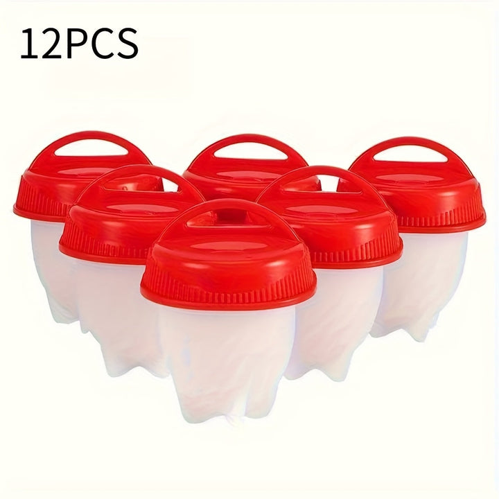 12/6 unidades de cocineros de huevo de silicona, resistente al calor hasta 248°F, diseño fácil de abrir y verter, tazas de huevo hervido perfecto sin cáscara para huevos poché, gadgets de cocina para cocinar en casa