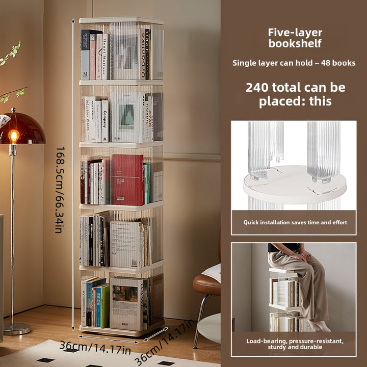 Estante giratorio de 5 niveles, estante giratorio de 360°, estante móvil de almacenamiento de pie, almacenamiento de documentos de estudio, suministros de oficina, estante multifuncional de almacenamiento de libros para sala de estar y dormitorio