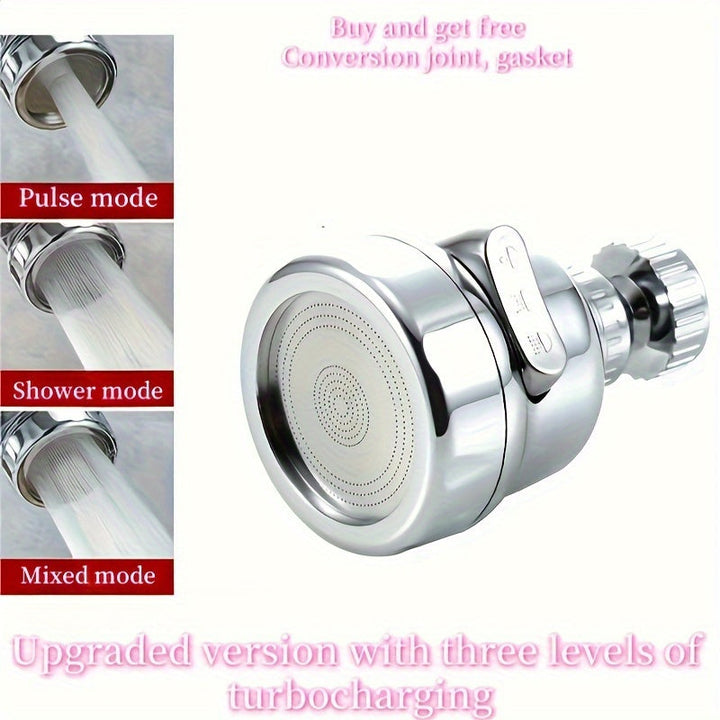 Cabeza de ducha mezcladora de 3 modos en acabado cromado, con 1 conector multifuncional - Pulverizador giratorio 360° para grifo, sin necesidad de electricidad, ideal para aireadores de cocina y baño, reemplazo de sistema de ducha | Construcción duradera