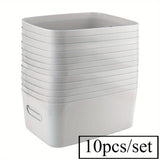 10pcs Cestas de Almacenamiento de Plástico Blanco con Asas - Cajas Organizadoras Rectangulares Versátiles para Armarios de Cocina, Baño y Despensa - Ideales para Especias, Snacks y Esenciales, Cestas de Estante