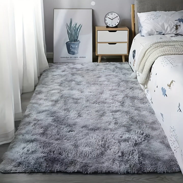 1pc Alfombra de Área Ultra-Suave y Peluda con Base Antideslizante - Poliéster Gris Claro Acogedor, Lavable a Mano, Alfombra de Peluche Rectangular para Decoración de Dormitorio y Sala de Estar, Alfombras para Sala de Estar