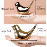 Elegantes figuras de pájaros pequeños dorados - Decoración moderna de porcelana para sala de estar, dormitorio, oficina y armarios, perfectas para el Día de San Valentín, decoración de pájaros.