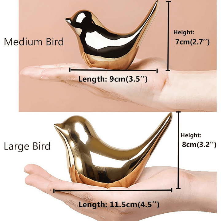 Elegantes figuras de pájaros pequeños dorados - Decoración moderna de porcelana para sala de estar, dormitorio, oficina y armarios, perfectas para el Día de San Valentín, decoración de pájaros.