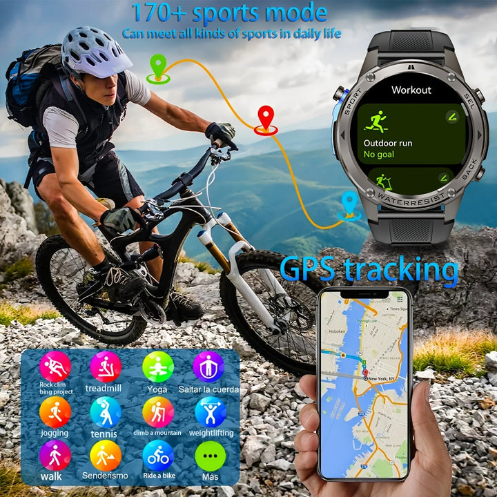 Reloj Inteligente Fanwear GPS con Brújula, Altitud, Presión Atmosférica, Natación, Triatlón, Temporizador, 5ATM Alta Calidad, Cronómetro, 170+ Modos Deportivos, Reconocimiento Automático de Movimiento, Batería USB de 500mAh, Chip ATS3085L, sin varillas 5