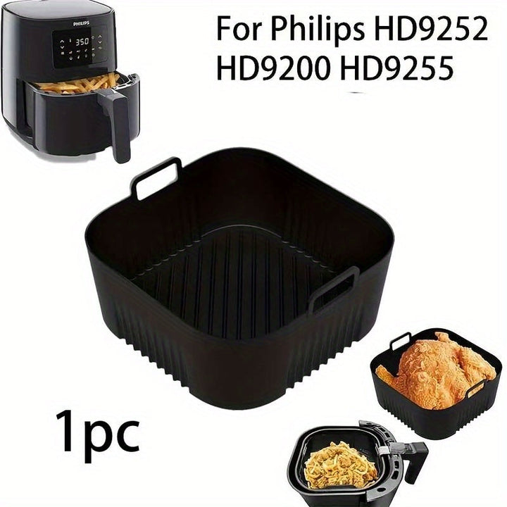 1/2 piezas de bandeja de hornear de silicona para freidora de aire, compatible con modelos Philips HD9252, HD9200 y HD9255, superficie antiadherente para limpieza fácil en freidora de aire, horno y microondas.