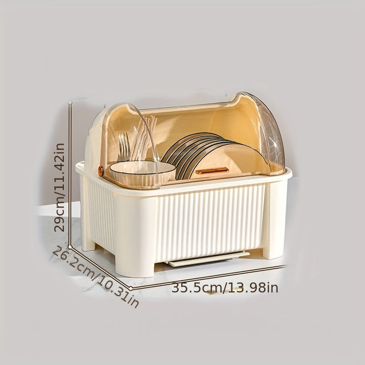 Organizador portátil para platos con tapa - Almacenamiento multifuncional de cocina para tazones, platos y utensilios - Caja drenante sellada con abertura grande y diseño antigérmenes