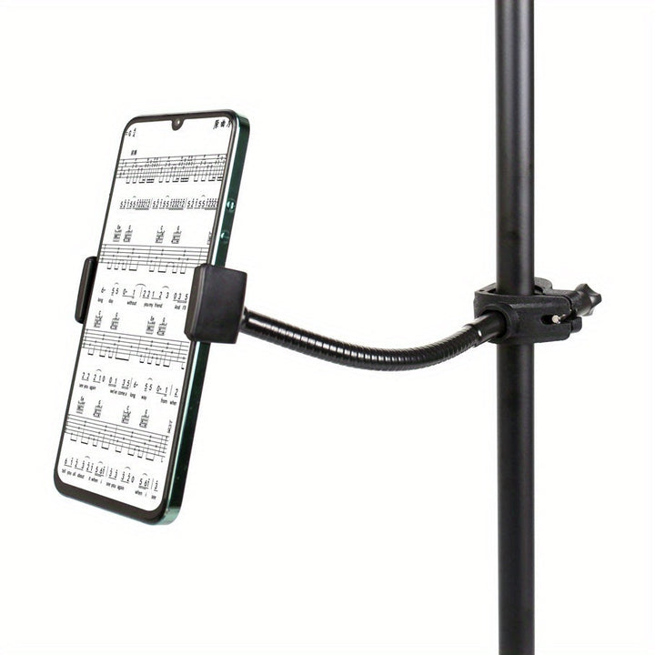 Soporte Ajustable para Teléfono en Soportes de Micrófono - ABS Duradero y Aleación de Aluminio, Rotación 360°, Montaje Sin Herramientas, Portátil Manos Libres para Smartphones (), Adaptador de Clip para Microphone, Accesorios de Actuación, Sujeción Segur