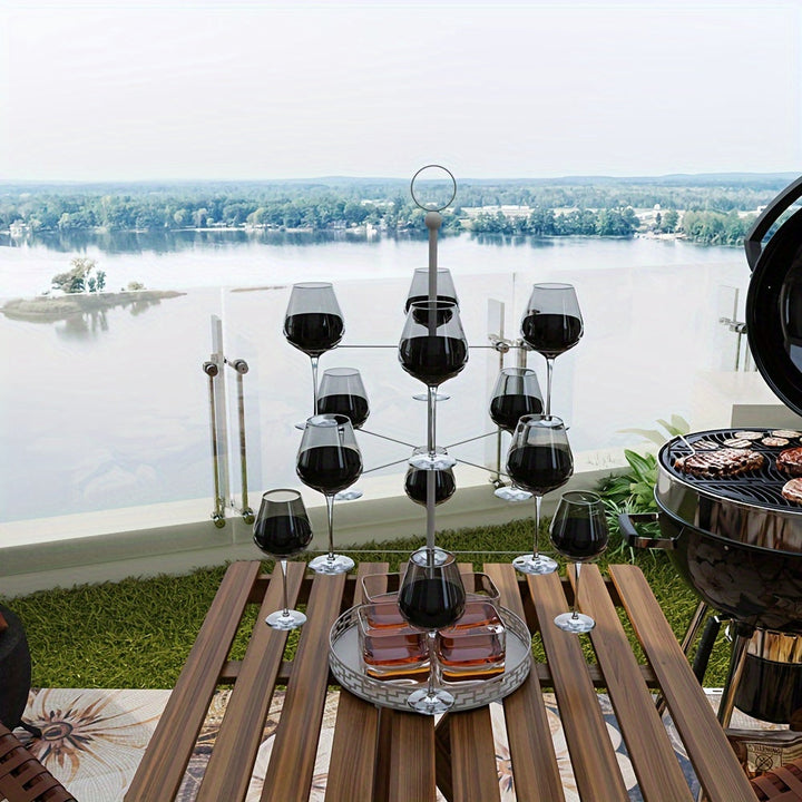 Soporte de hierro colgado para vajilla con bandeja para cocina, bar y restaurante - Acabado barnizado, clasificado para vajilla, estantería colgante de decoración para el hogar para fiestas y banquetes, 1 juego