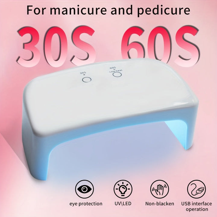 Linterna LED portátil para manicura, operación táctil, con 12 luces LED, 2 modos de temporización (30s, 60s), ideal para pulido y curado de gel, incluye cable USB universal