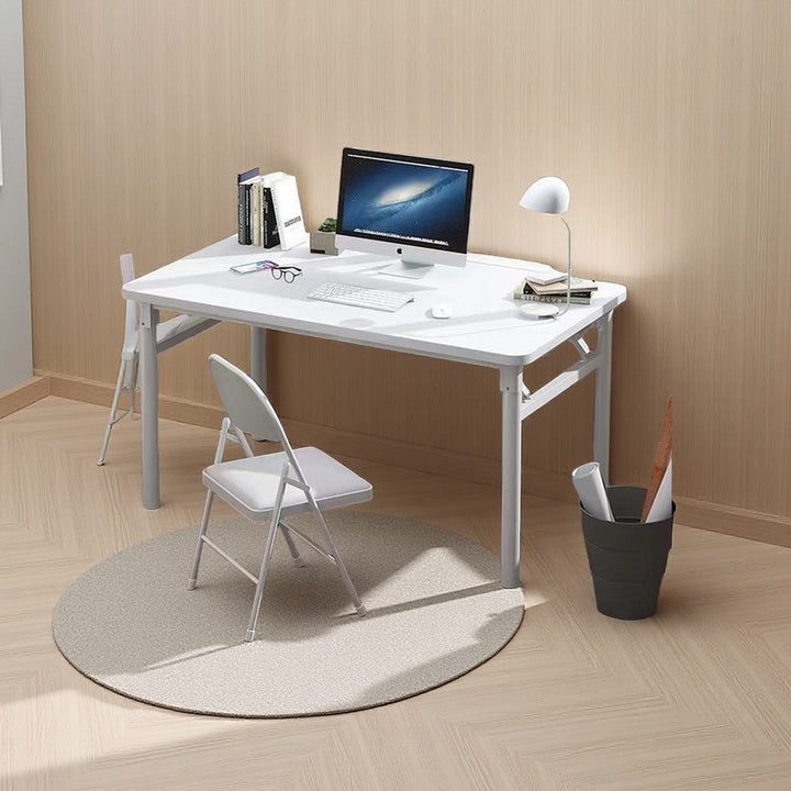 Mesa plegable blanca - Diseñada compactamente para hogar, oficina, dormitorios y espacios pequeños. Incluye marco con sillas, adecuado para todas las estaciones.