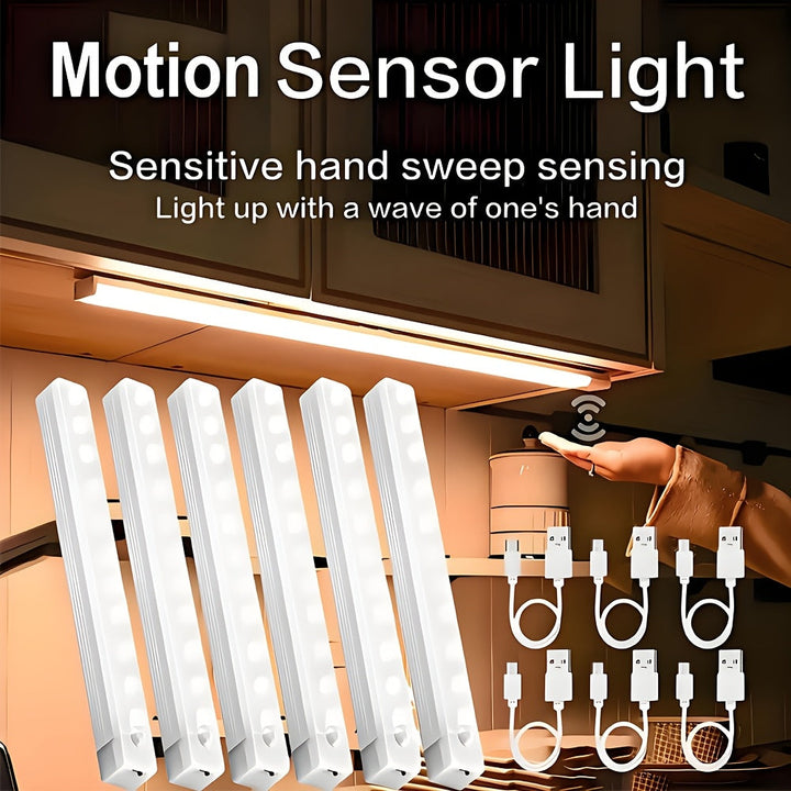Luces Nocturnas LED Recargables por USB con Sensor de Movimiento - Iluminación Inalámbrica para Armarios Bajo Encimera - Magnético y Adhesivo de 5V para Pasillos, Cocina, Escaleras, Decoración del Hogar