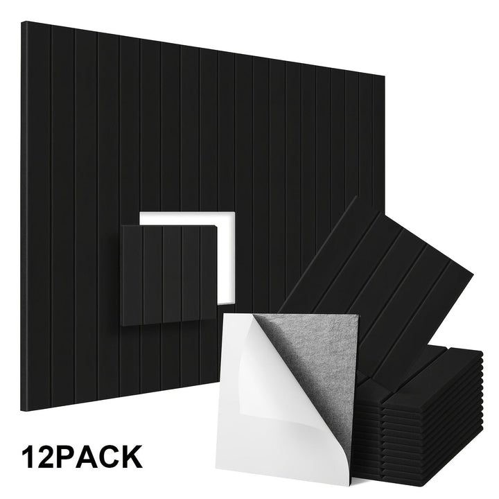 12 Paneles de Espuma Aislante Acústica, 30.48 cm x 30.48 cm x 1.02 cm, Azulejos Autoadhesivos para Estudio/Sala de Grabación, Paneles Absorbentes de Sonido de Alta Densidad