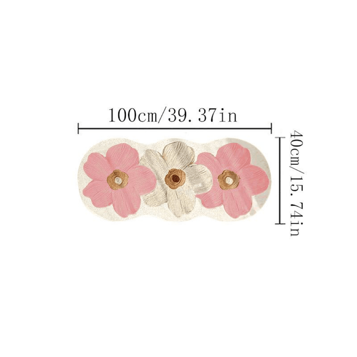 Alfombra floral esponjosa de poliéster, 1000g, 10mm de grosor, para dormitorio, uso en interiores, lavable a máquina, antideslizante, forma irregular