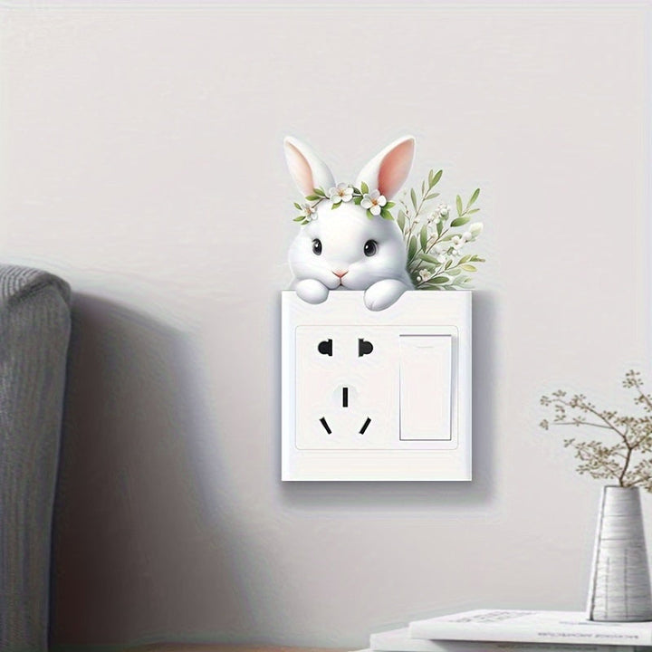 1 calcomanía, pegatinas de botón de conejo de Pascua para tapa de inodoro, decoración divertida para el hogar, muy fácil de pegar