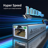 Adaptador USB C a Ethernet con Puerto de Carga [60W], Thunderbolt 3 y LAN Gigabit (1000Mbps) - Compatible con MacBook Pro/Air, iPhone 15, iPad, Dell XPS, Chromebook, Google TV, Conexión Versátil, Acabado Metálico Elegante, Diseño Compacto, Alta Velocidad