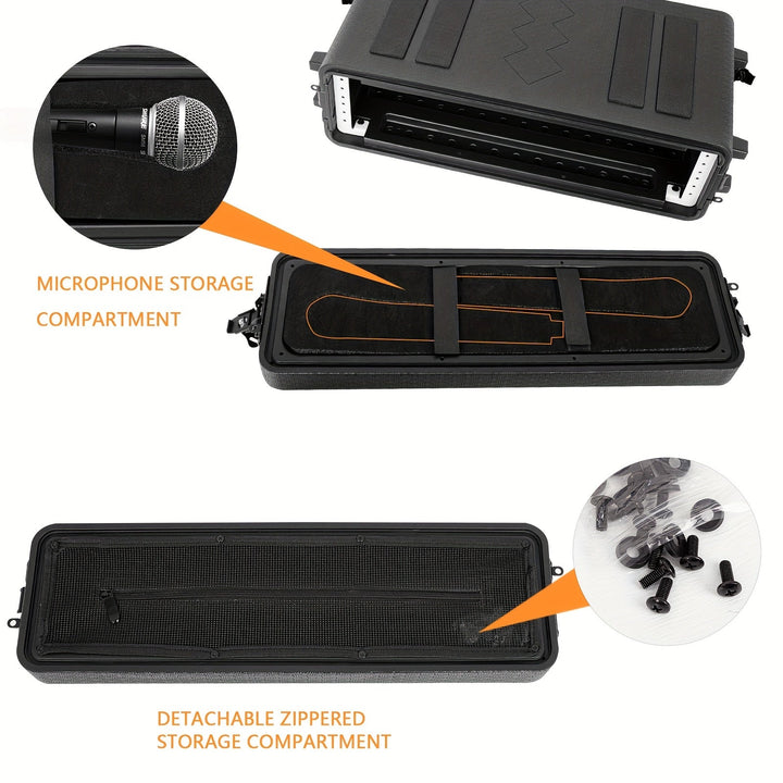 Estuche Rígido Duradero de 2U con Inserción de Espuma - Ideal para Sistemas de Micrófonos Inalámbricos, Amplificadores, Efectos y Mezcladoras - Soporte de Viaje Profesional para Almacenamiento Seguro, Estuche para Audíofono
