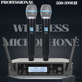 Sistema de micrófono inalámbrico GLXD487C Pro con 2 micrófonos de mano 200 frecuencia para presentaciones en escenarios, conferencias, karaoke en casa y bodas