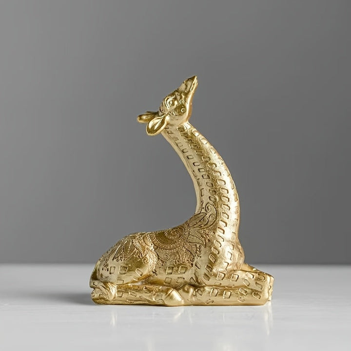 Conjunto de 2 piezas de Adorno de Jirafa, Estatua Dorada de Arte y Artesanía, para Decoración de Estantería, Sala de Estar, Oficina, Café, Decoración de Mesa, Entrada, Decoración de Invierno, Navidad y Año Nuevo
