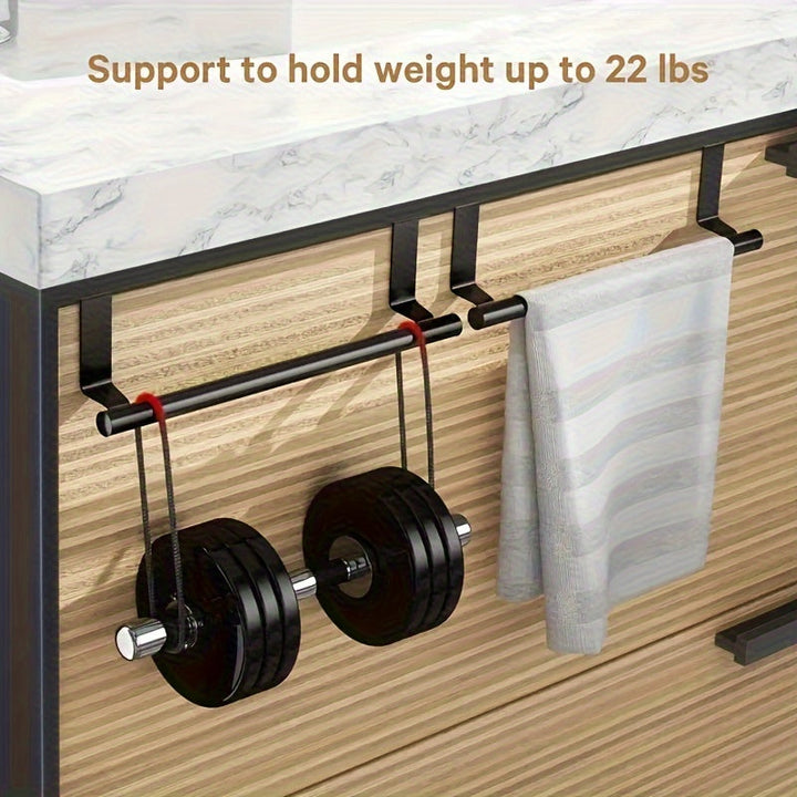 1pc Toallero de acero inoxidable - Impermeable, a prueba de polvo, a prueba de óxido - Organizador de puerta de gabinete resistente, sin taladrar para toallas y trapos - Soporta hasta 9,98 kg - Accesorio de cocina y baño