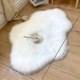 1pc Alfombra de Pelo Largo de Imitación de Piel, Alfombra Decorativa para Sala de Estar Interior, Alfombra de Felpa Larga Blanca Pura Esponjosa para Dormitorio, Alfombra de Suelo para Cama, Lavable a Máquina, Diseño de Nubes Grandes