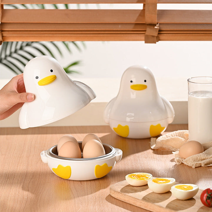 Cocedor de Huevos en Microondas con Forma de Pato para 4 Huevos - Vaporera de Plástico con Diseño de Pato Amarillo, Apto para Microondas, Sin Necesidad de Pilas, Delicia Compacta para el Desayuno en Casa