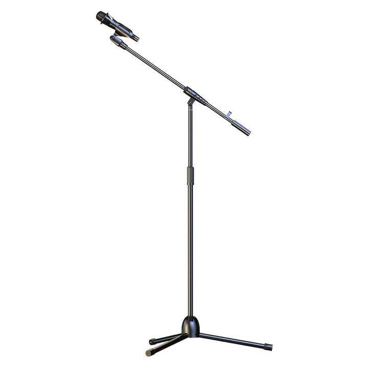 Soporte de micrófono ajustable profesional con sujeción de pinza - Soporte trípode de hierro duradero para transmisión en vivo, grabación, canto, actuaciones en escena - Uso interior/exterior, pies de goma antideslizantes, portátil y resistente, equipo d