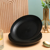 6 piezas de platos redondos de PP, patrón rayado, tema de vacaciones, seguro para lavavajillas, para hogar, picnic, camping, fiesta, RV, cocina y dormitorio