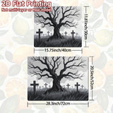 1pc Protector de Estufa para Halloween - Escena Espeluznante de Cementerio con Lápidas en el Bosque Nocturno - Alfombrilla Antideslizante para Cocinas a Gas/Eléctricas, Horno y Secadora - Superficie Fácil de Limpiar en Poliéster - Decoración Perfecta par