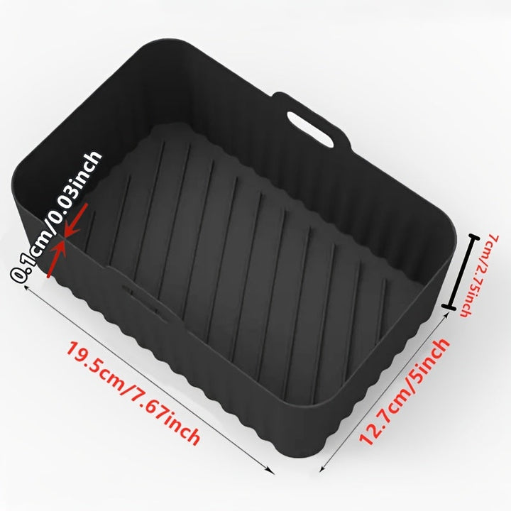1/2 Piezas de Bandejas Cuadradas para Freidora de Aire - Reutilizables, Antiadherentes con Asas, Resistentes a Altas Temperaturas, 19.48x12.7x6.99 cm, Fácil Limpieza (/Rojo/Azul/Gris), Fundas de Silicona para Horno y Air Fryer