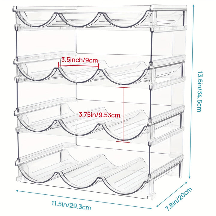 Organizador de Botellas y Vinos Apilables Transparente en Paquetes de 2/3/4 - Almacenamiento Duradero y Ahorrador de Espacio para Armarios de Cocina, Estantes, Encimeras - Sostiene Múltiples Botellas, Vasos, Tarros (Montaje Fácil)
