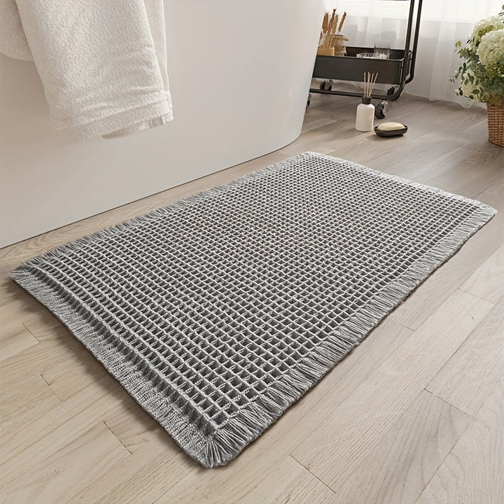 Alfombra suave para baño, diseño de tejido waffle, absorbente y antideslizante, ideal para baño, dormitorio, entrada, cocina o inodoro