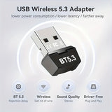 Adaptador de Red sin varillas USB-B 5.3 - Plug & Play para Windows 11/10/8.1, Diseño de Doble Antena, Control por App, Compatible con PC/Laptop/Auriculares/Tarjetas Teclado/Mouse/Altavoces, Desciende Automáticamente a 5.2/5.1/5.0/4.2/4.1/4.0, Adaptador W