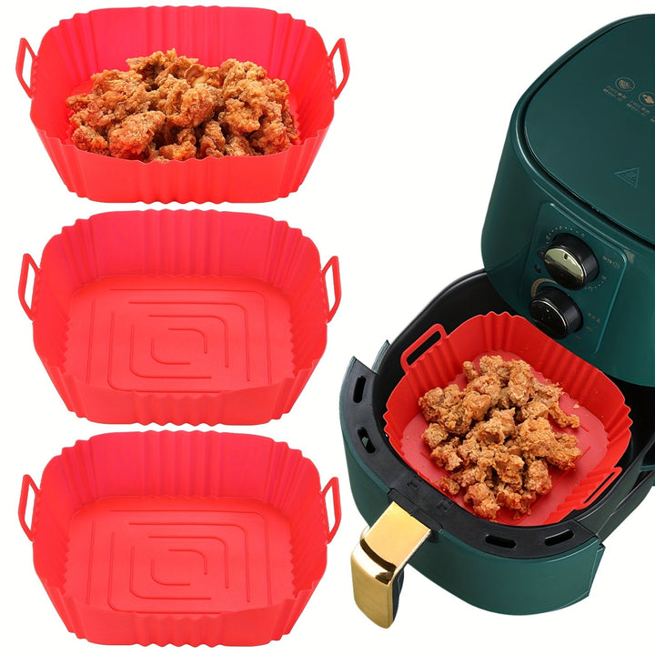 Revestimiento de silicona para freidora de aire - Bandeja de pizza y pollo frito reutilizable, accesorio de cocina de alta temperatura