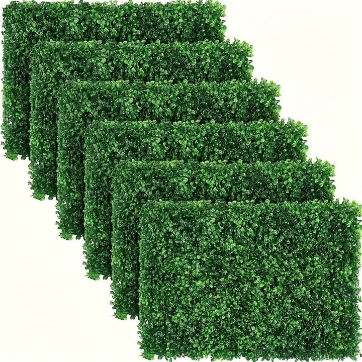 6-Pack Paneles de Césped Artificial Evergreen - Valla de Privacidad Resistente y Fondo para Bodas, Pantallas Verdes Extra Grandes 15.75x23.62 Pulgadas (40x60 cm), Sin Necesidad de Cableado, Instalación Fácil con Tiras Adhesivas, Paneles Plásticos Imperme
