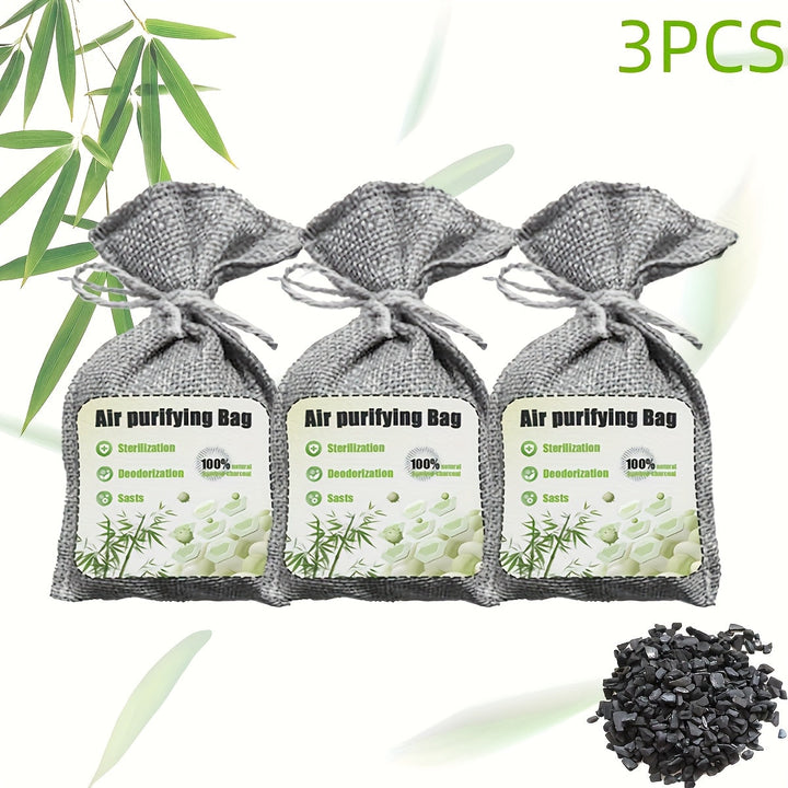 3/5/12 piezas de bolsas de purificación del aire de carbón de bambú de alta calidad | Multiusos para zapatos, armarios, dormitorios, coches, baños, cocinas y sótanos | Carbono activado natural | No se necesita electricidad, bolsas de purificación para el